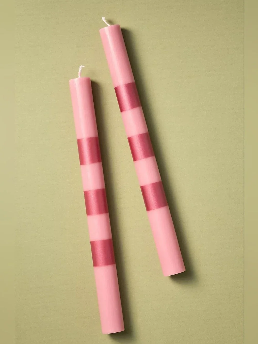Anthropologie Pink Striped Taper Candles